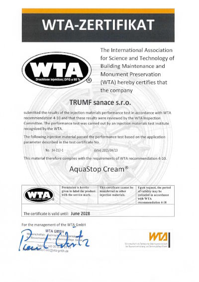 WTA tanúsítvány